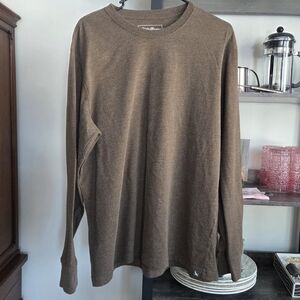 Eddie Bauer Men's Long Sleeve Brown Crew Neck Shirt XL